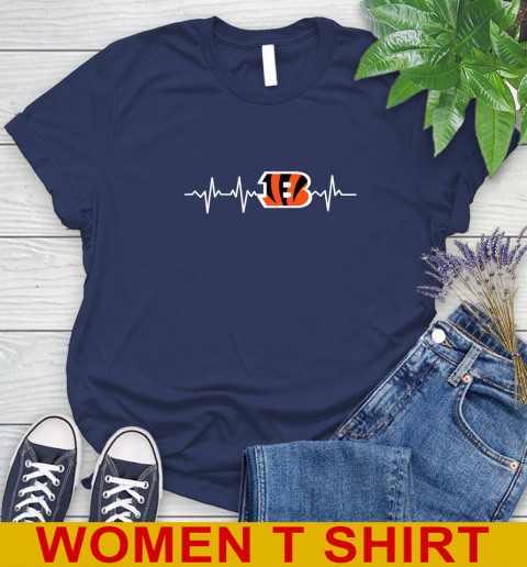 Cincinnati Bengals NFL Football Heart Beat Shirt Women's T-Shirt 12