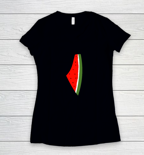 Palestine Watermelon Shirt Palestine Map Women's V-Neck T-Shirt