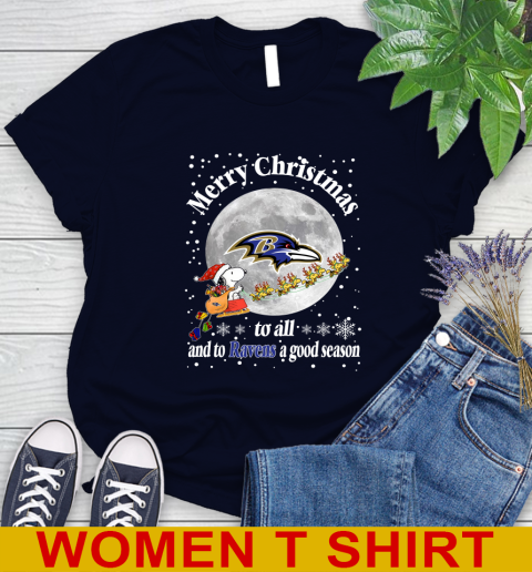 Baltimore Ravens Merry Christmas To All And To Ravens A Good Season NFL Football Sports Women's T-Shirt 2
