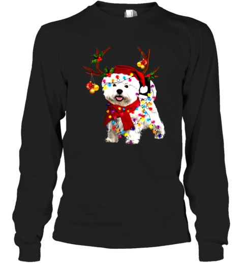 Westie gorgeous reindeer light christmas Shirt Long Sleeve