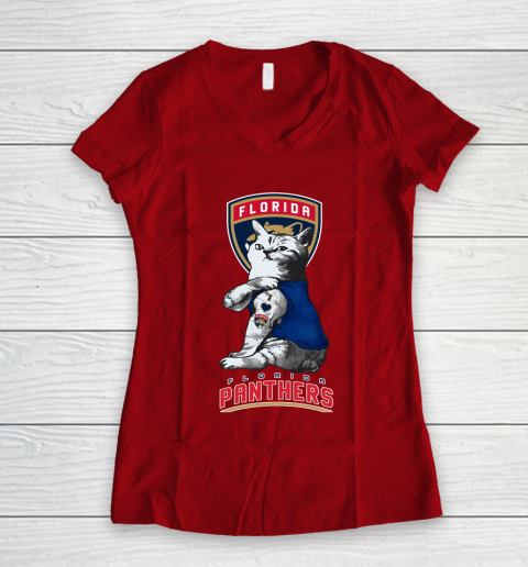 NHL My Cat Loves Florida Panthers Hockey Women's V-Neck T-Shirt 9 NHL My Cat Loves Florida Panthers Hockey Women's V-Neck T-Shirt - Image 9
