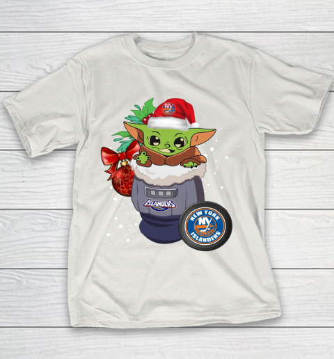 New York Islanders Christmas Baby Yoda Star Wars Funny Happy NHL Youth T-Shirt 11