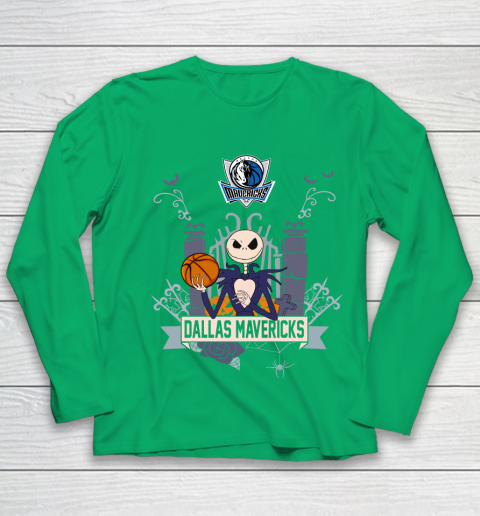 NBA Dallas Mavericks Basketball Jack Skellington Halloween Youth Long Sleeve 4