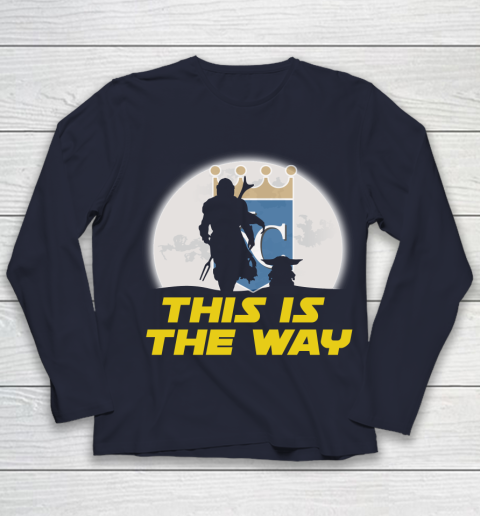 Kansas City Royals MLB Baseball Star Wars Yoda And Mandalorian This Is The Way Youth Long Sleeve 2