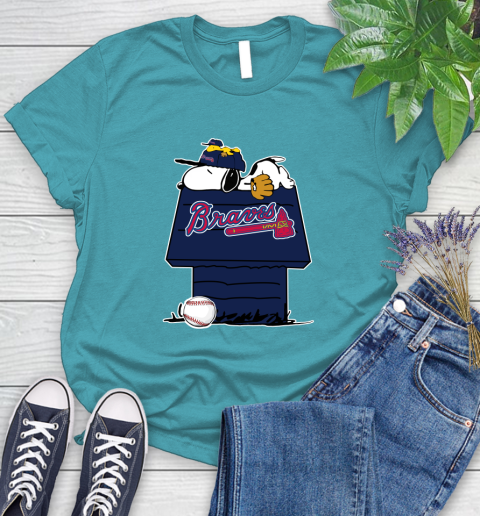 MLB Atlanta Braves Snoopy Woodstock The Peanuts Movie Baseball T Shirt Women's T-Shirt 12
