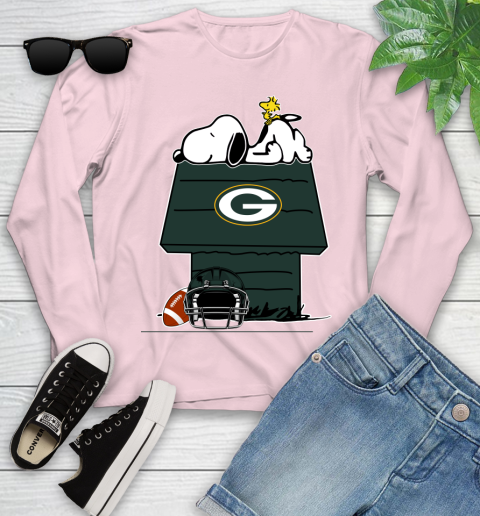 Green Bay Packers NFL Football Snoopy Woodstock The Peanuts Movie Youth Long Sleeve 10