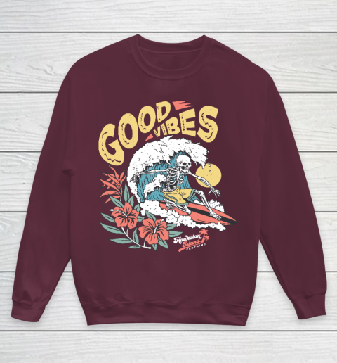 Good Vibes Skeleton Surfer Youth Sweatshirt 4