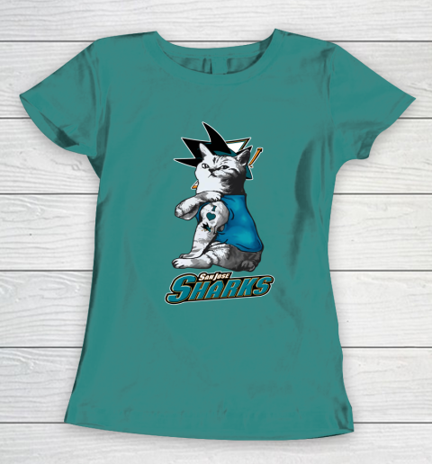 NHL My Cat Loves San Jose Sharks Hockey Women's T-Shirt 10