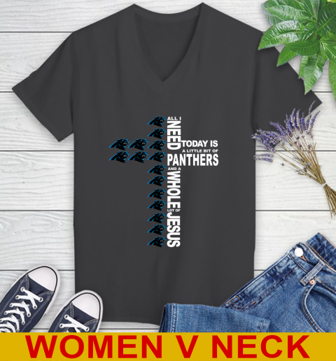 NFL All I Need Today Is A Little Bit Of Carolina Panthers Shirt Women's V-Neck T-Shirt 8