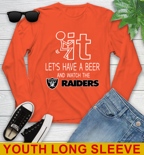 Oakland Raiders Football NFL Let's Have A Beer And Watch Your Team Sports Youth Long Sleeve 3