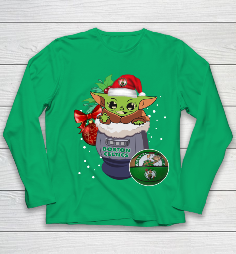 Boston Celtics Christmas Baby Yoda Star Wars Funny Happy NBA Youth Long Sleeve 6