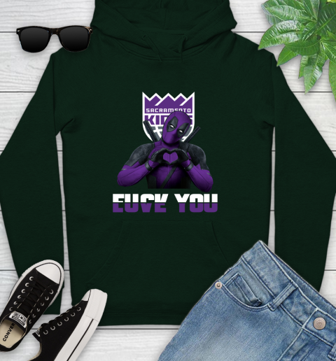 NBA Sacramento Kings Deadpool Love You Fuck You Basketball Sports Youth Hoodie 14
