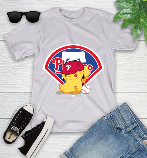 MLB Pikachu Baseball Sports Philadelphia Phillies Youth T-Shirt 4