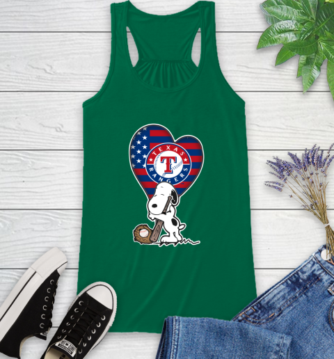 Texas Rangers MLB Baseball The Peanuts Movie Adorable Snoopy Racerback Tank 7