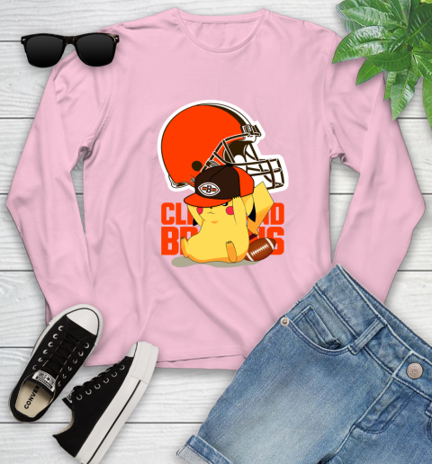 NFL Pikachu Football Sports Cleveland Browns Youth Long Sleeve 10
