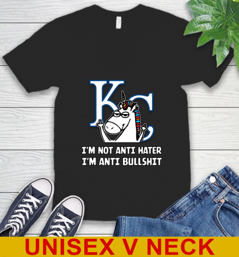 Los Angeles Angels MLB Baseball Unicorn I'm Not Anti Hater I'm Anti Bullshit (2) V-Neck T-Shirt 2