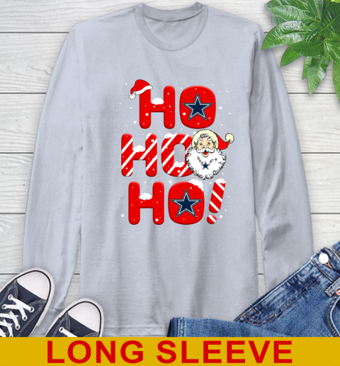 Dallas Cowboys NFL Football Ho Ho Ho Santa Claus Merry Christmas Shirt Long Sleeve T-Shirt 6