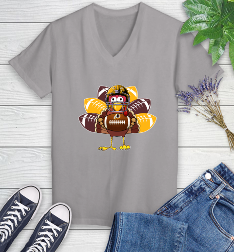 Washington Redskins Turkey Thanksgiving Day Women's V-Neck T-Shirt 4