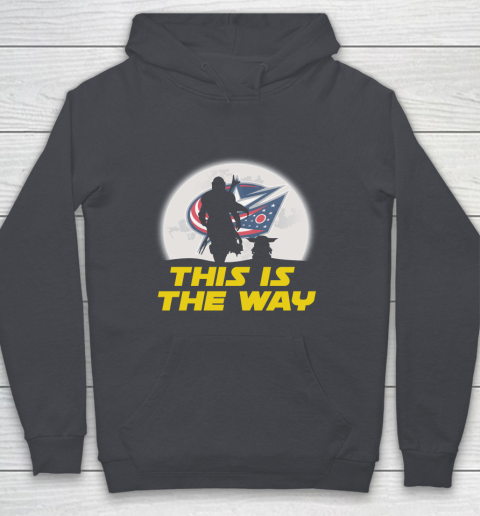 Columbus Blue Jackets NHL Ice Hockey Star Wars Yoda And Mandalorian This Is The Way Youth Hoodie 5