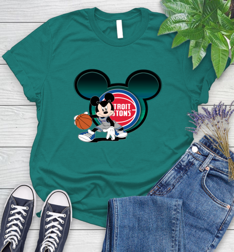 NBA Detroit Pistons Mickey Mouse Disney Basketball Women's T-Shirt 12