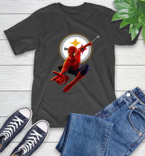 NFL Spider Man Avengers Endgame Football Pittsburgh Steelers T-Shirt 2