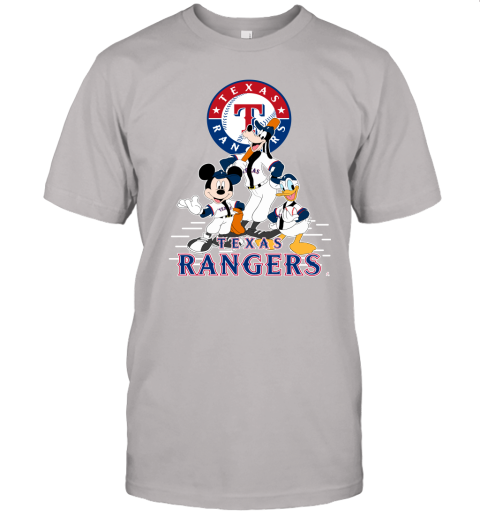 Texas Rangers Mickey Donald And Goofy Baseball Youth T-Shirt 