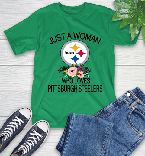 NFL Just A Woman Who Loves Pittsburgh Steelers Football Sports T-Shirt 5
