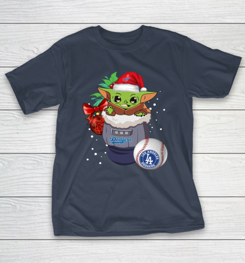 Los Angeles Dodgers Christmas Baby Yoda Star Wars Funny Happy MLB T-Shirt 5