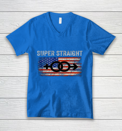 Vintage Us Flag Gender Identity Super Straight Identity V-Neck T-Shirt 5