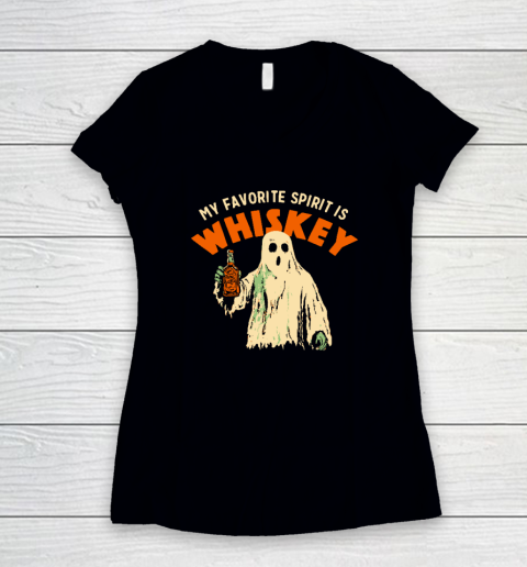 My Favorite Spirit Is Whiskey Halloween Women's V-Neck T-Shirt