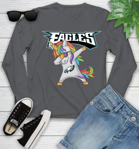 Philadelphia Eagles NFL Football Funny Unicorn Dabbing Sports Youth Long Sleeve 8