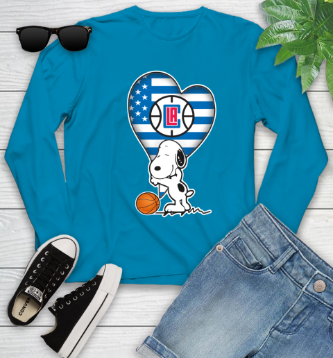 LA Clippers NBA Basketball The Peanuts Movie Adorable Snoopy Youth Long Sleeve 7