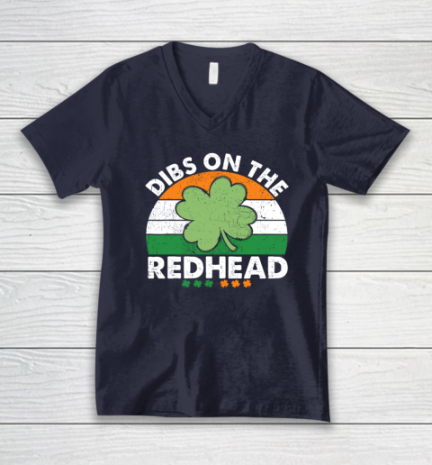 Dibs On The Redhead Funny St Patricks Day Drinking V-Neck T-Shirt 2