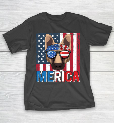Independence Day German Shepherd Merica Flag 4th of July Dog American Puppy T-Shirt