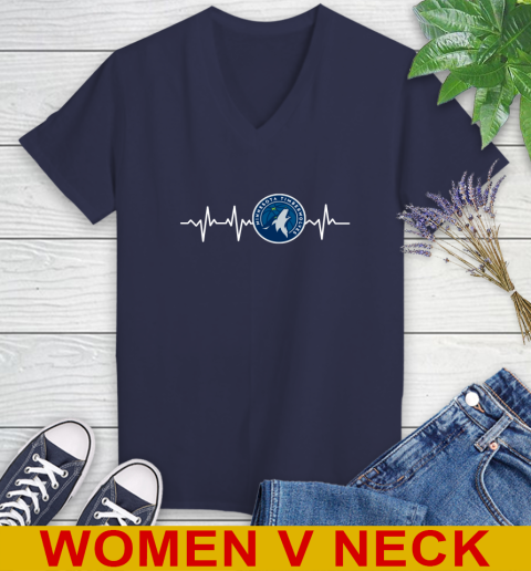 Minnesota Timberwolves NBA Basketball Heart Beat Shirt Women's V-Neck T-Shirt 12