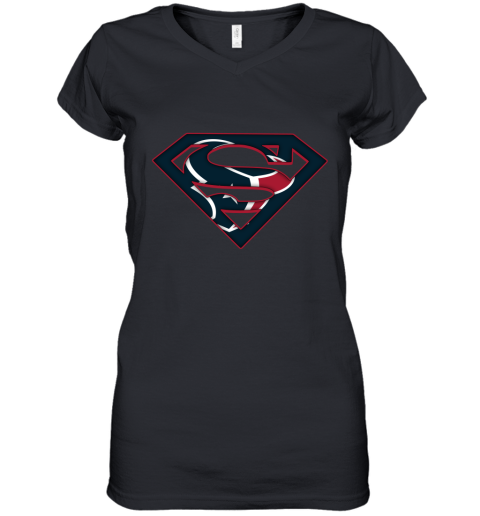 We Are Undefeatable The Houston Texans x Superman NFL Women's V-Neck T-Shirt