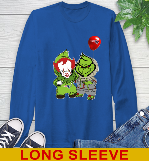 New England Patriots Baby Pennywise Grinch Christmas NFL Football Long Sleeve T-Shirt 9