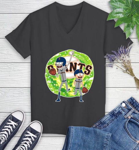 MLB San Francisco Giants Rick And Morty Baseball Sports Women's V-Neck T-Shirt 8