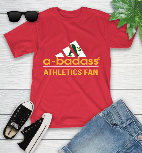 MLB A Badass Oakland Athletics Fan Adidas Baseball Sports Youth T-Shirt 13