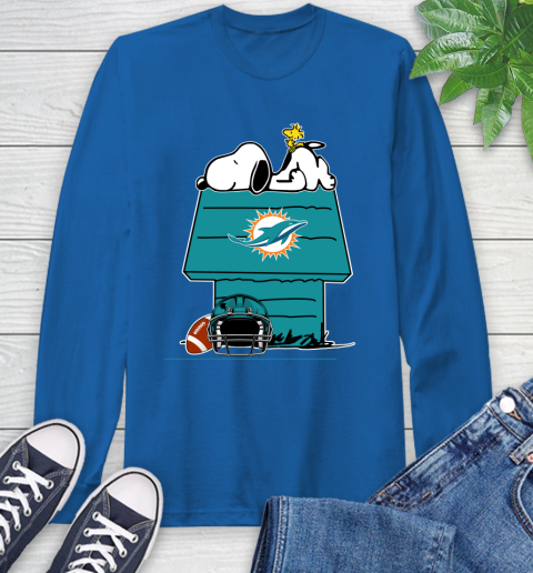Miami Dolphins NFL Football Snoopy Woodstock The Peanuts Movie Long Sleeve T-Shirt 9