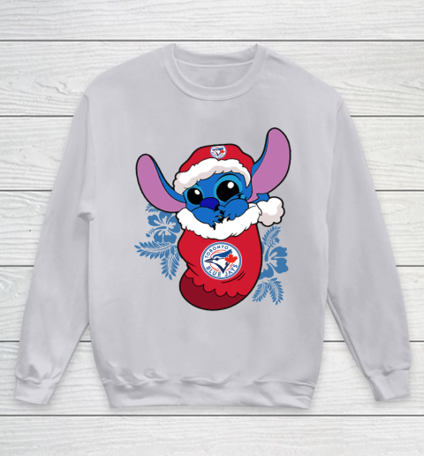Toronto Blue Jays Christmas Stitch In The Sock Funny Disney MLB Youth Sweatshirt 4
