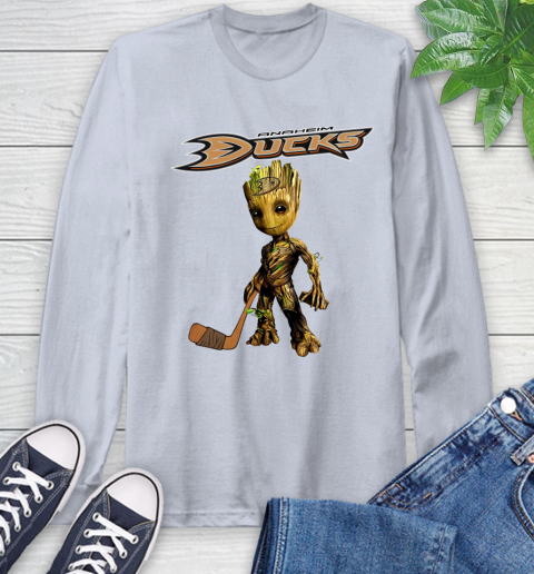 Anaheim Ducks NHL Hockey Groot Marvel Guardians Of The Galaxy Long Sleeve T-Shirt 6