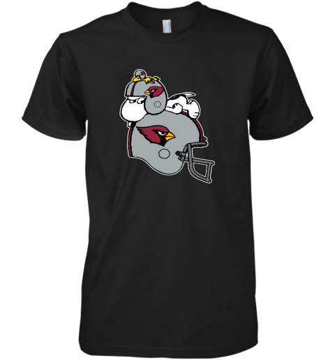 Snoopy And Woodstock Resting On Arizona Cardinals Helmet Premium Men's T-Shirt