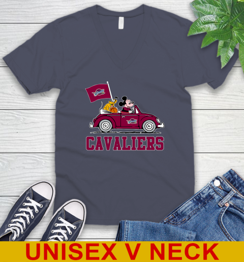NBA Basketball Cleveland Cavaliers Pluto Mickey Driving Disney Shirt V-Neck T-Shirt 8