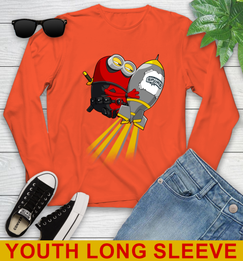 NBA Basketball San Antonio Spurs Deadpool Minion Marvel Shirt Youth Long Sleeve 3