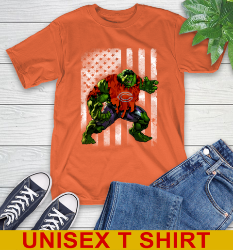 Chicago Bears Hulk Marvel Avengers NFL Football American Flag T-Shirt 4