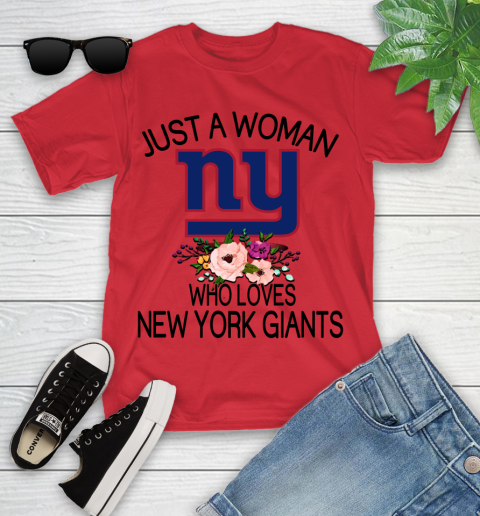 NFL Just A Woman Who Loves New York Giants Football Sports Youth T-Shirt 8