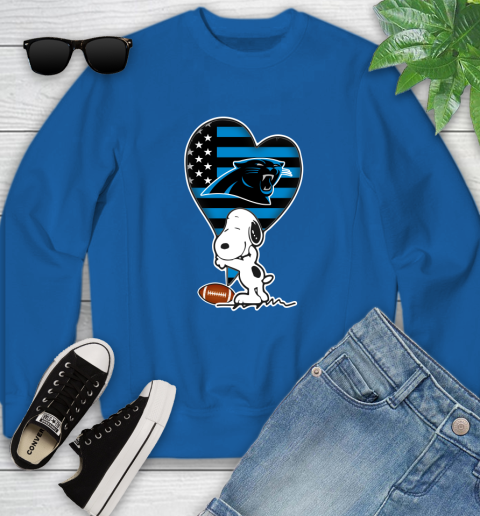 Carolina Panthers NFL Football The Peanuts Movie Adorable Snoopy Youth Sweatshirt 8