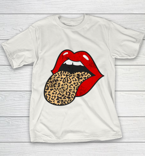 Red Lips Leopard Tongue Trendy Animal Print Youth T-Shirt