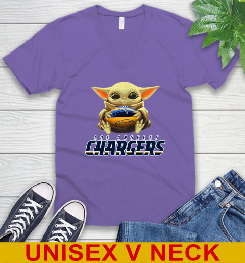 NFL Football Los Angeles Chargers Baby Yoda Star Wars Shirt V-Neck T-Shirt 9